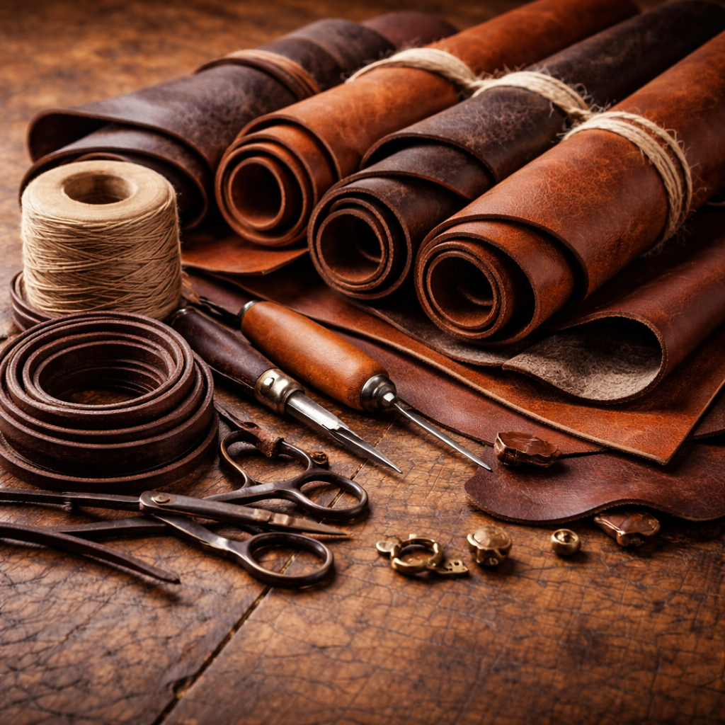 Matériaux de cuir et outils artisanaux